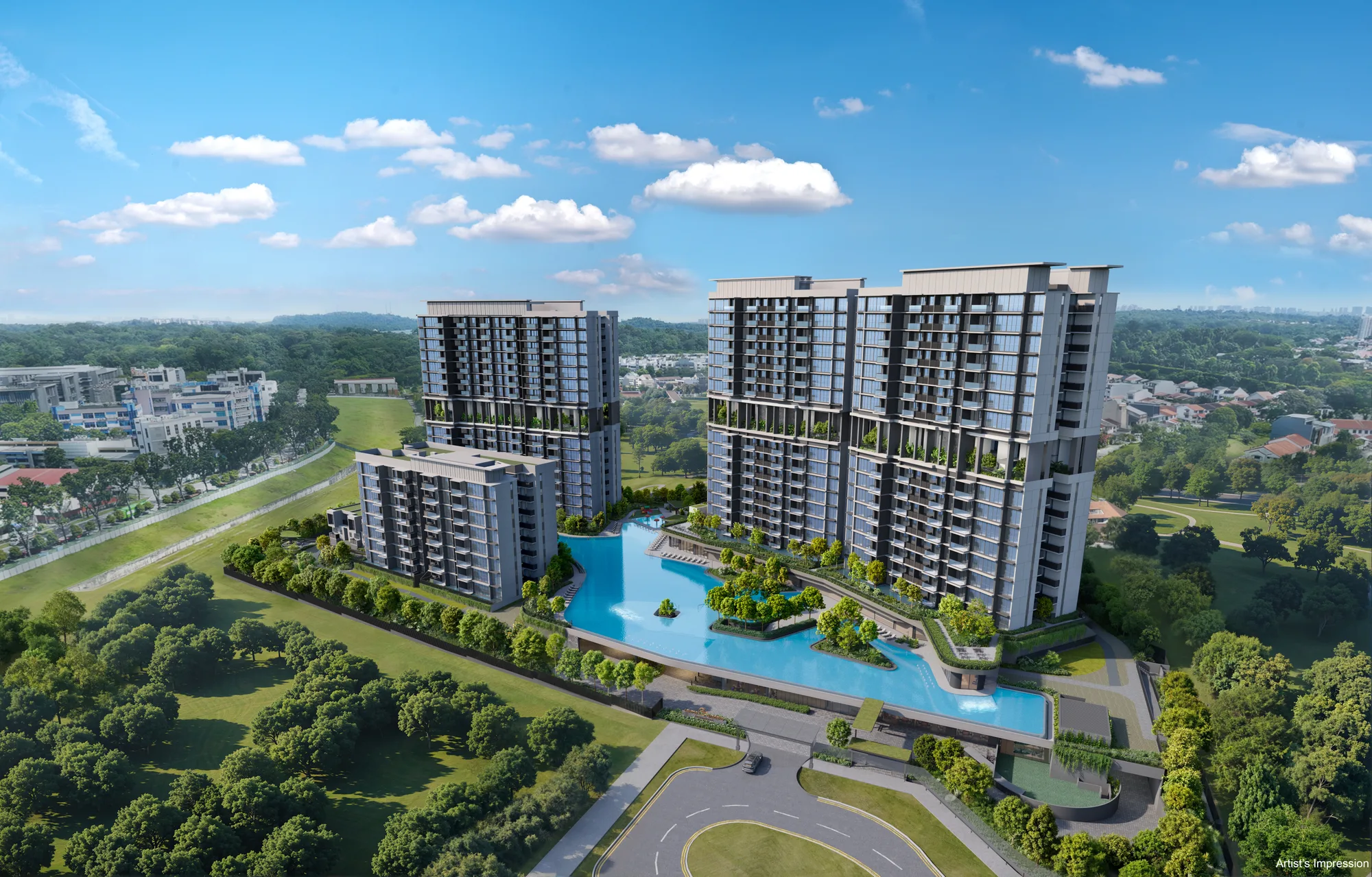 Lentor Gardens Residences — artist's impression of the development amid landscaped grounds