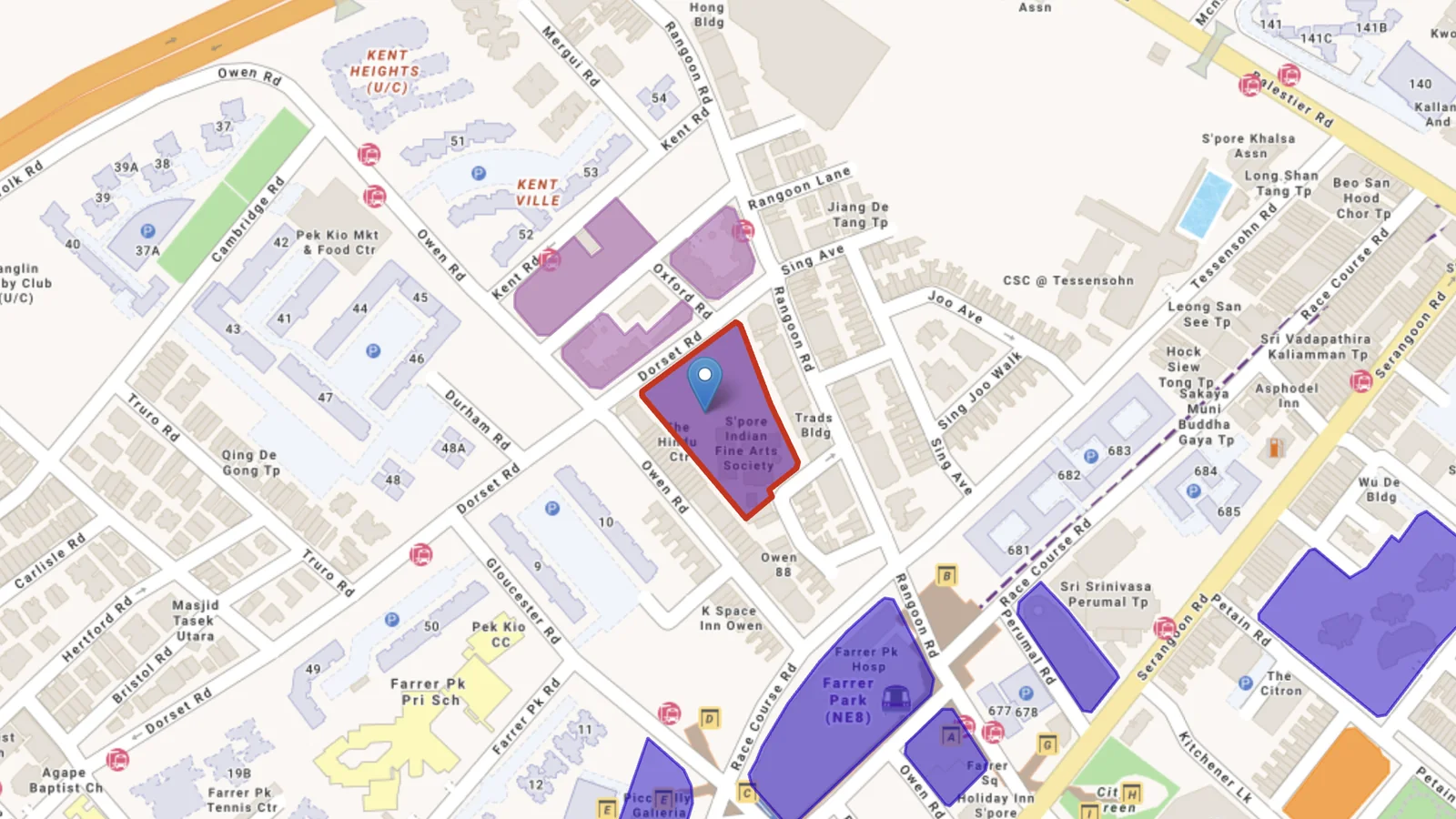 The Dorset Road land sale site, outlined in red near Farrer Park