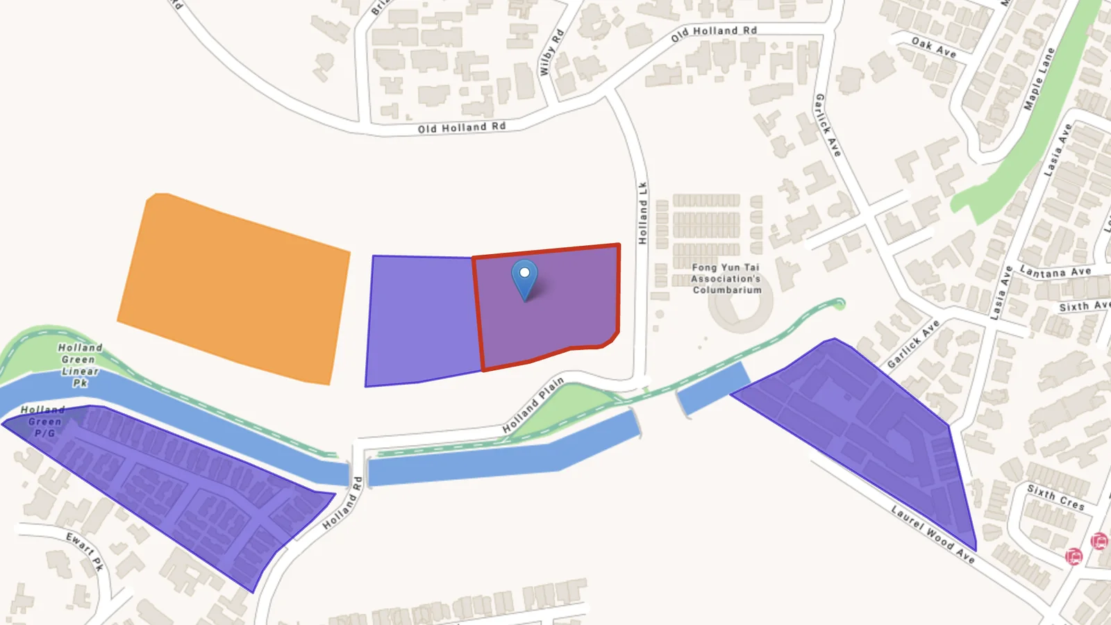 The Holland Link land sale site, outlined in red off Old Holland Road